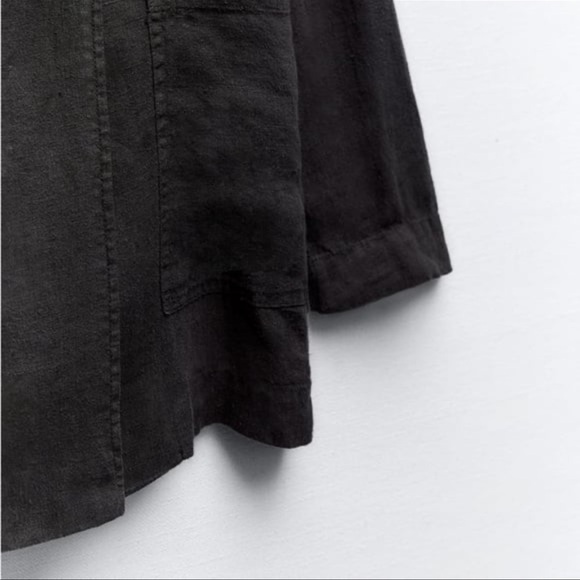 ZARA Relaxed Linen Cotton Blazer Oversized Casual Limited Edition Black Sz. S - Picture 6 of 8